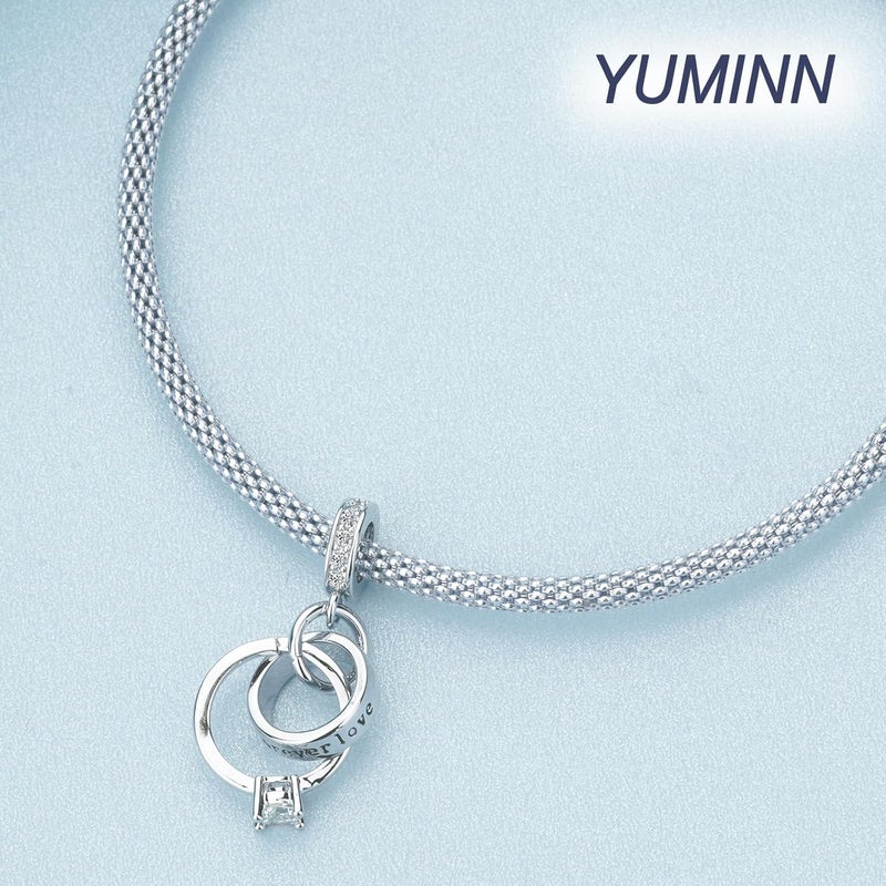 YUMINN 925 Sterling Silver Charms for Bracelets Gold Love and Heart Charms Cherry Blossom Dangle Beads Jewelry for Women - Image 1
